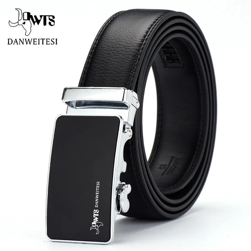 [DWTS] мужской ремень из натуральной кожи для мужчин автоматический черный пояс