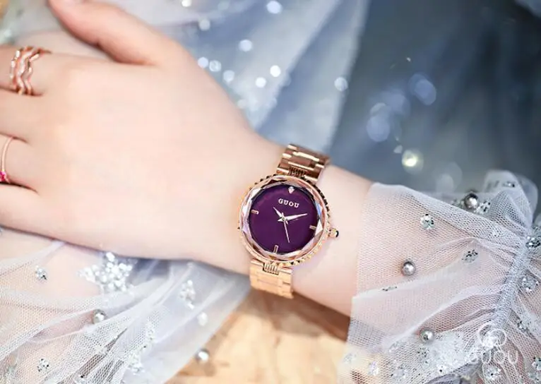 Relogio Feminino Топ Роскошные Кварцевые часы Женские Наручные Часы GUOU модные