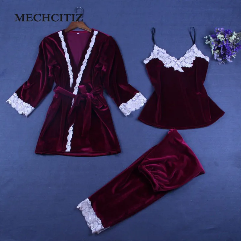 Пижама MECHCITIZ 3 шт. пижама для осени и зимы|sexy pajama sets|pajama setspajamas long sleeve |