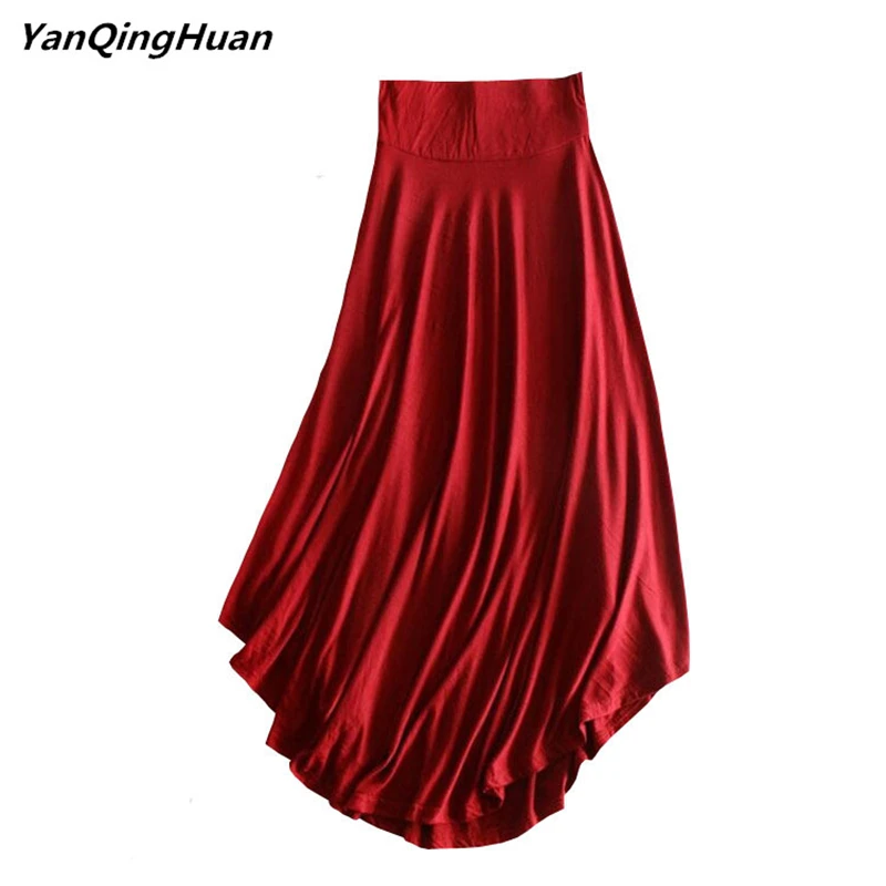 

Yan Qing Huan 2019 Fashion Women's Irregular Skirt Summer New Modal High Waist Was Thin Big Swing Skirt In The Long Loose Skirt