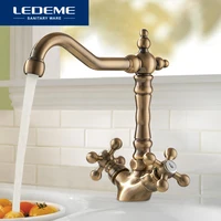 ledeme europe style basin kitchen faucet total brass bronze finished swivel bathroom faucet mixer tap sink tap 360 degree l4019c