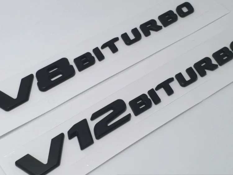 Черная матовая эмблема V8 V12 BITURBO с надписью на багажник Logo автомобильная наклейка