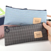 1pc stripes pencil bag zipper stationery storage bags pencil pouch office stationery canvas pencil case