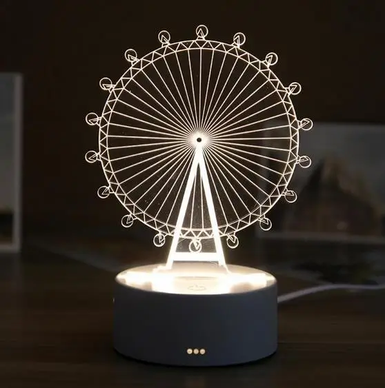 Ferris wheel 3D смоляный ночной Светильник Светодиодный настольный светильник милый медведь любовь замок Настольный светильник ABS+ Смола мульти-дизайн подарочная лампа для детской спальни - Цвет абажура: Ferris wheel