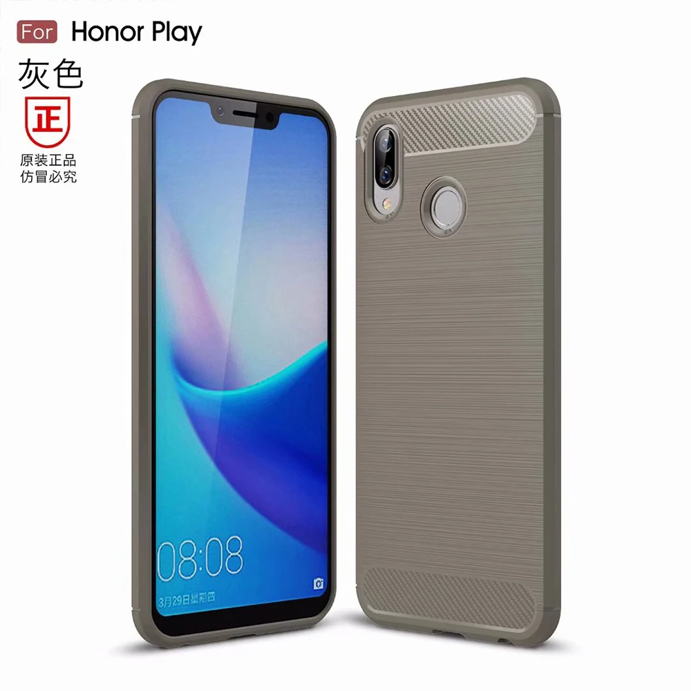 AXBETY Carbon Fiber matte Case For Huawei Honor Play 6.3 inch Luxury Slim silicon TPU Protection Cover case coqeu |