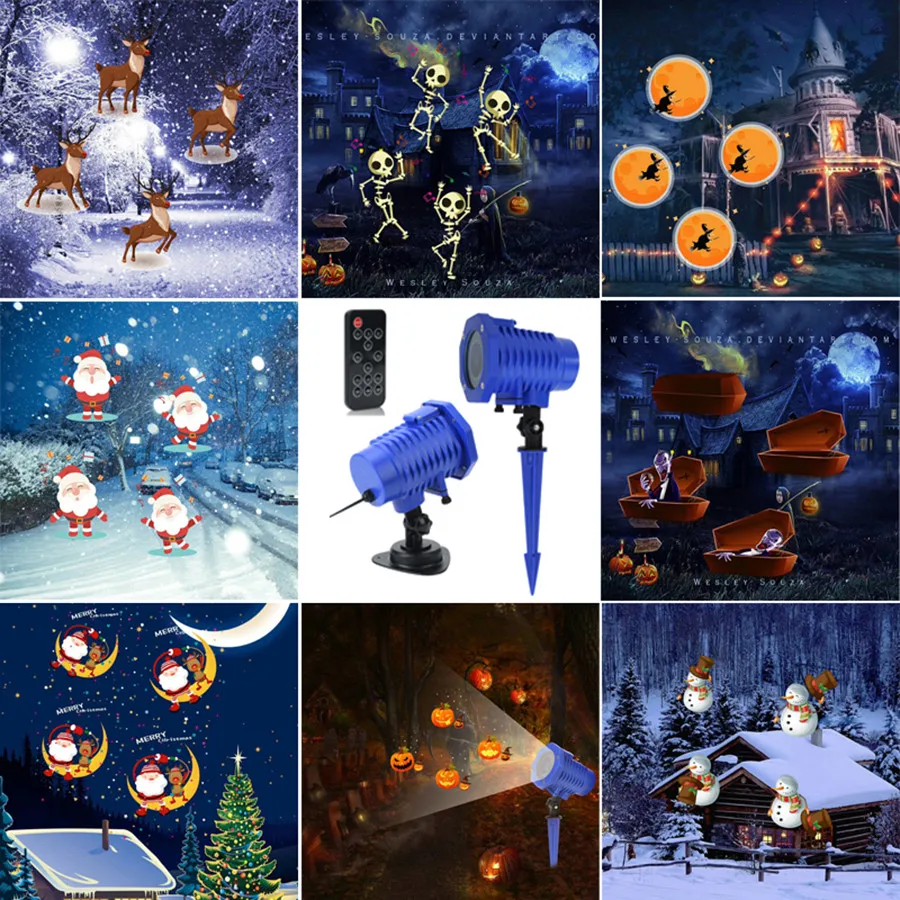 

BEIAIDI 8 Slides Card Christmas Animated Laser Projector Light Outdoor Halloween Wedding Party Decoration Waterproof Garden Lamp