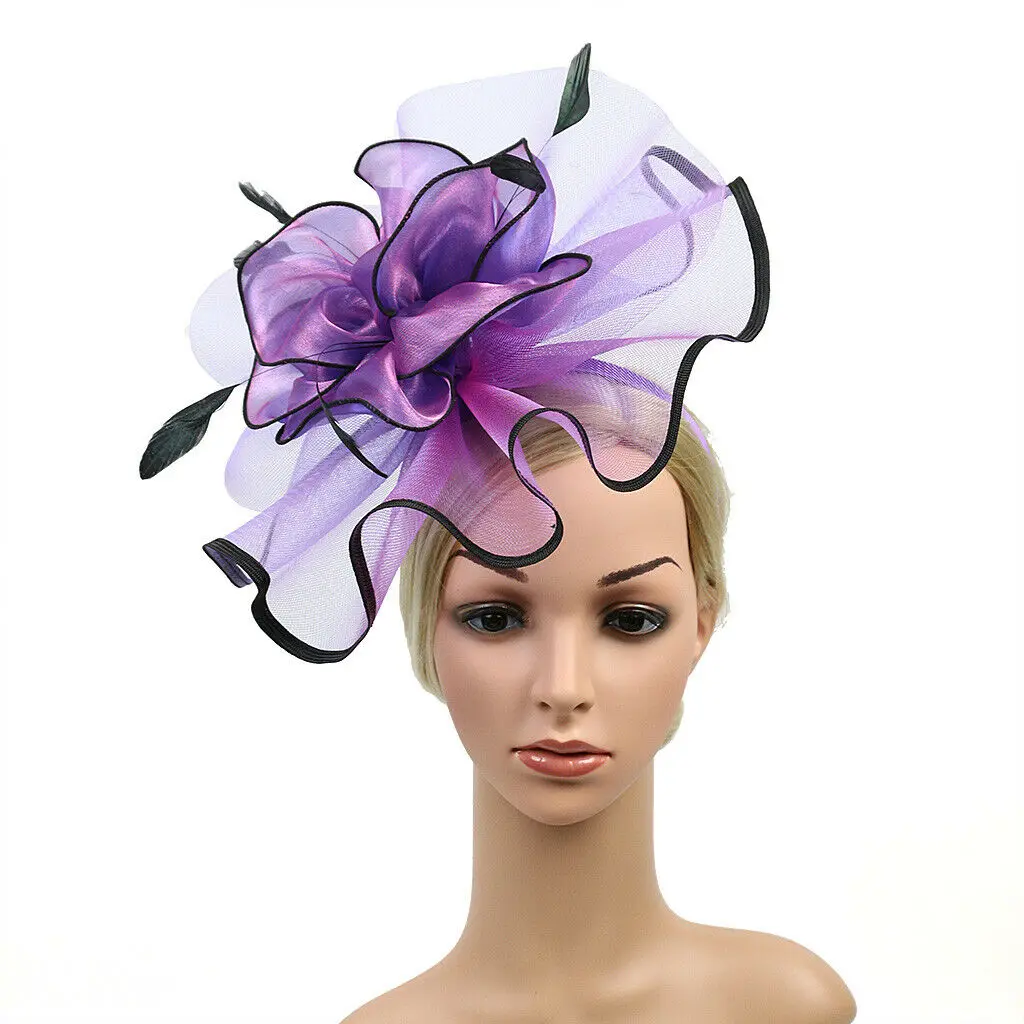 Женская вуалетка с перьями сетчатая шляпка цветочным принтом повязка на голову