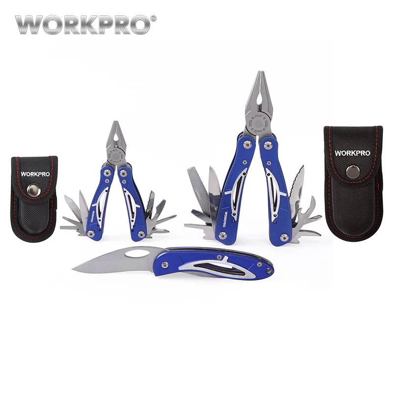 Набор инструментов для кемпинга WORKPRO, 3 шт., многофункциональные плоскогубцы, тактический нож, многофункциональный инструмент, Наборы инструментов для выживания