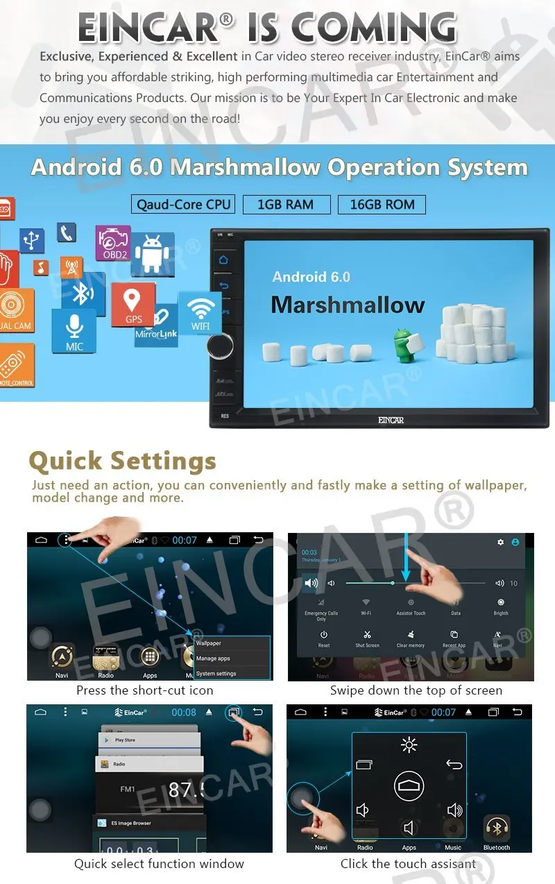 Бесплатная внешняя микро Android 6 0 Автомобильная стерео 2 Din 7 ''Авторадио аудио