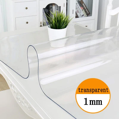 Transparent Скатерть ПВХ прозрачный скатерть мягкая стекла, крышка стола Водонепроницаемый Кухня картины маслом скатерти анти-железа ткани 1 мм - Цвет: Transparent