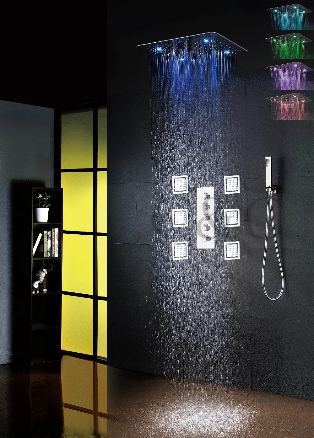 Роскошный светодиодный душевой кран для ванной комнаты 20 дюймов ультратонкий 7