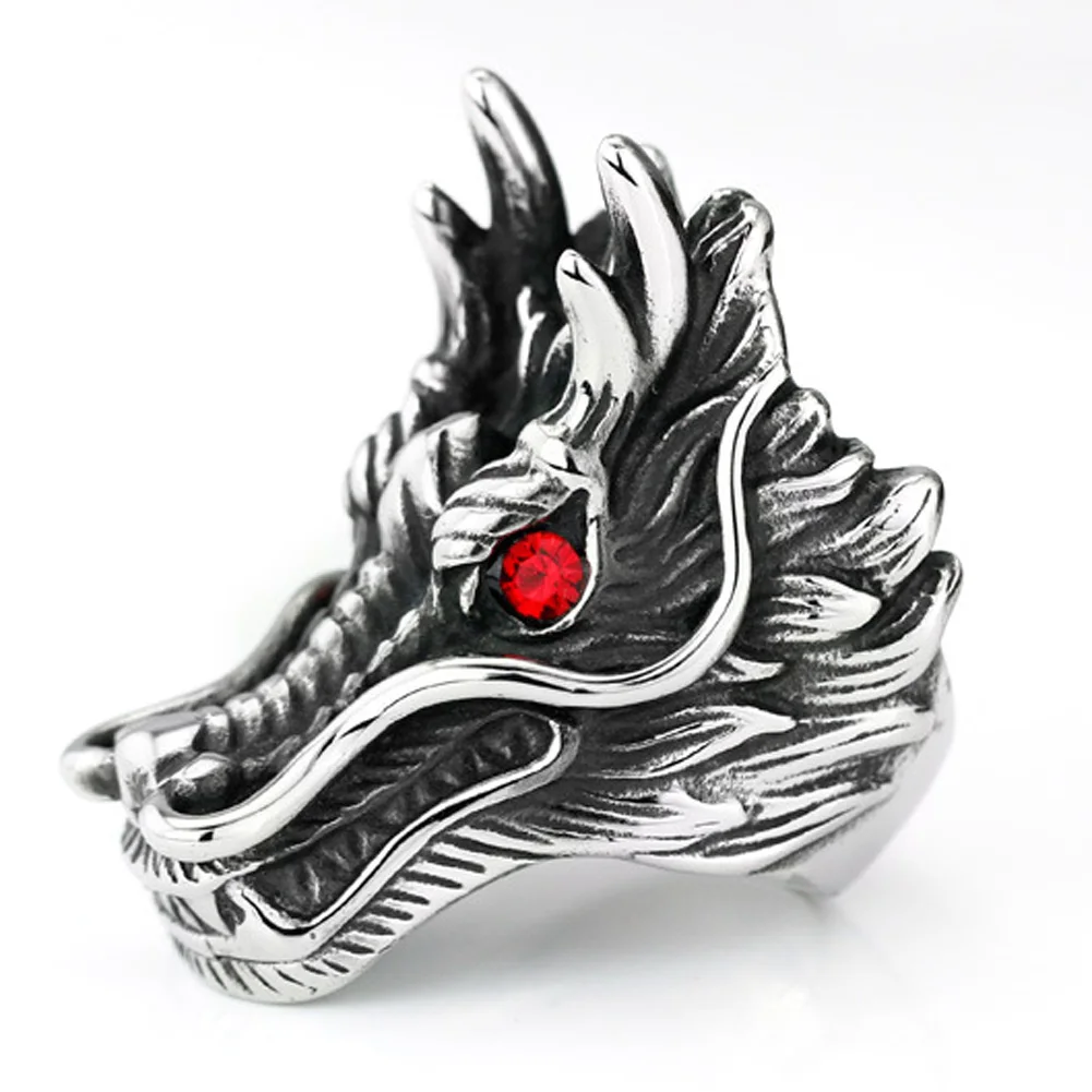Мужское кольцо в стиле панк с изображением головы дракона|stone ring|ring forexaggerated ring |