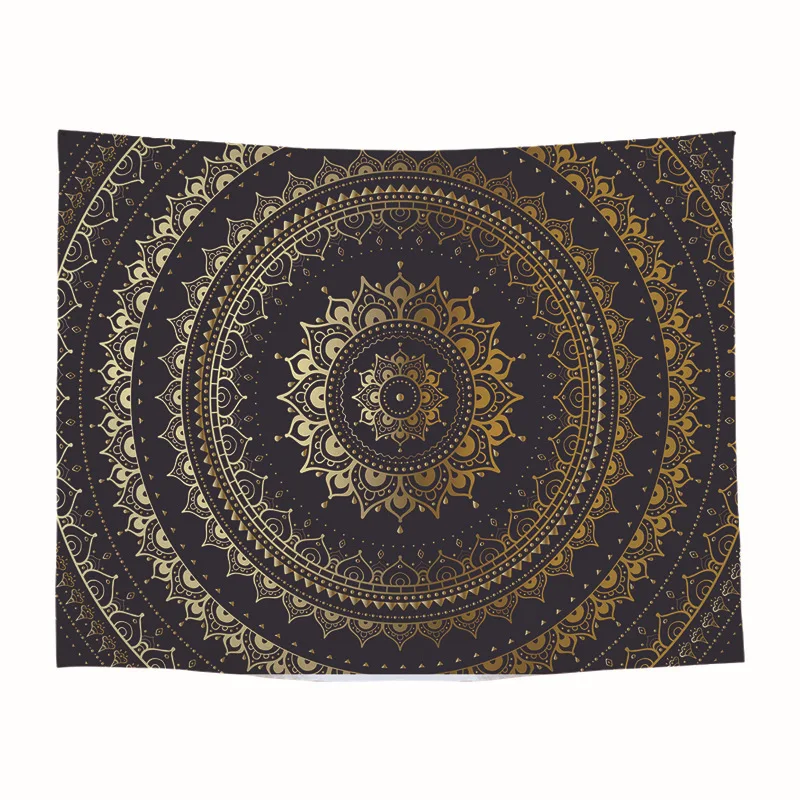 Vintage Gold Peacock Psychedelic Large Indian Mandala Wall Hanging Tapestry Boho Decor Hippie Bohemian Printed Tapisserie Murale |