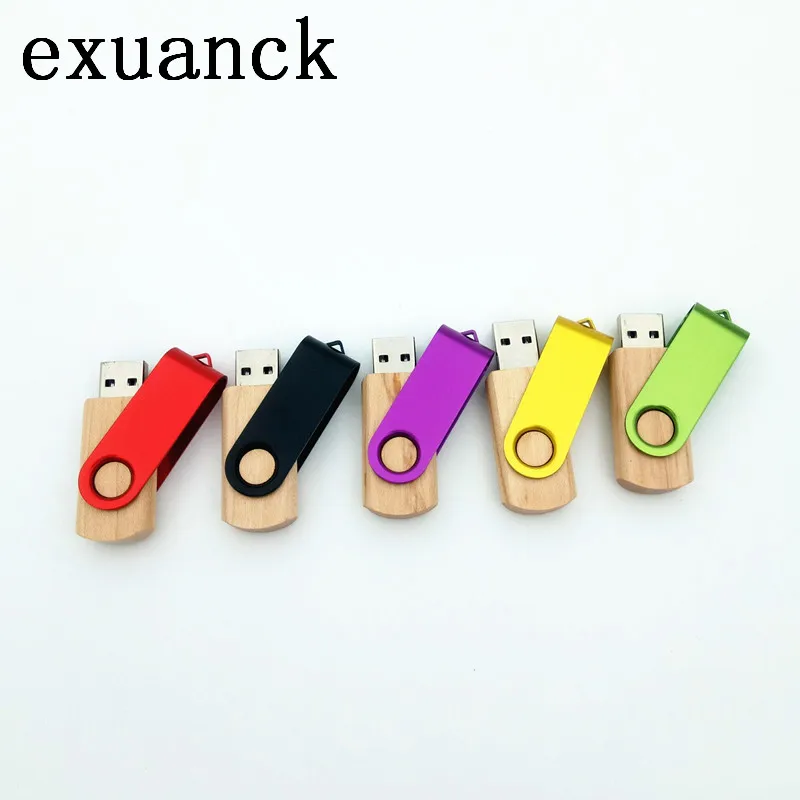 exuanck custom logo usb 2.0 sticks 10 pcs /lot metal clip+ wooden +box 4-32GB flasdh drive laser engrave photografia | Компьютеры и