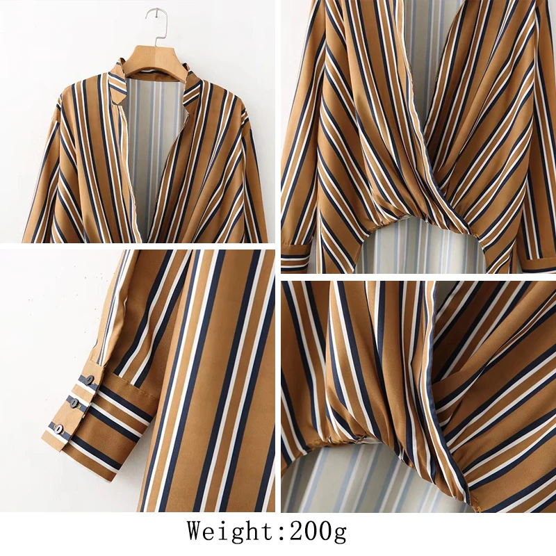

Bella Philosophy Autumn Sexy Blouse Women Shirt Casual Asymmetrical Blouse Female High Low Tops For Ldies Stripes Blusas