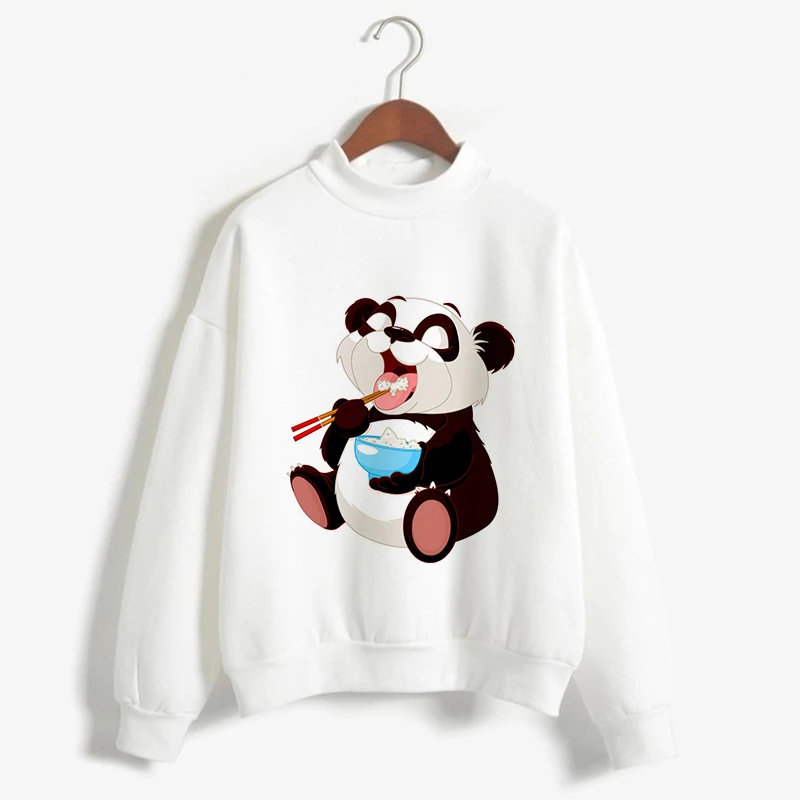 Повседневные Kawaii Panda Kpop толстовки Женская одежда с животным графическим принтом Harajuku с длинным рукавом Осенний пуловер Топы Футболки