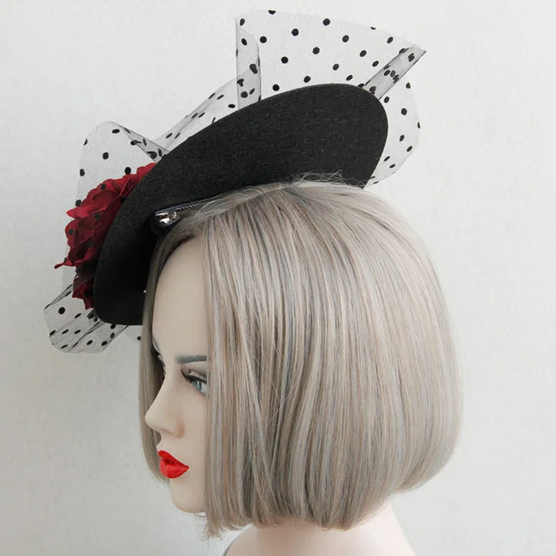 Вуалетка сексуальная Элегантная Женская шляпка с цветочным узором в готическом