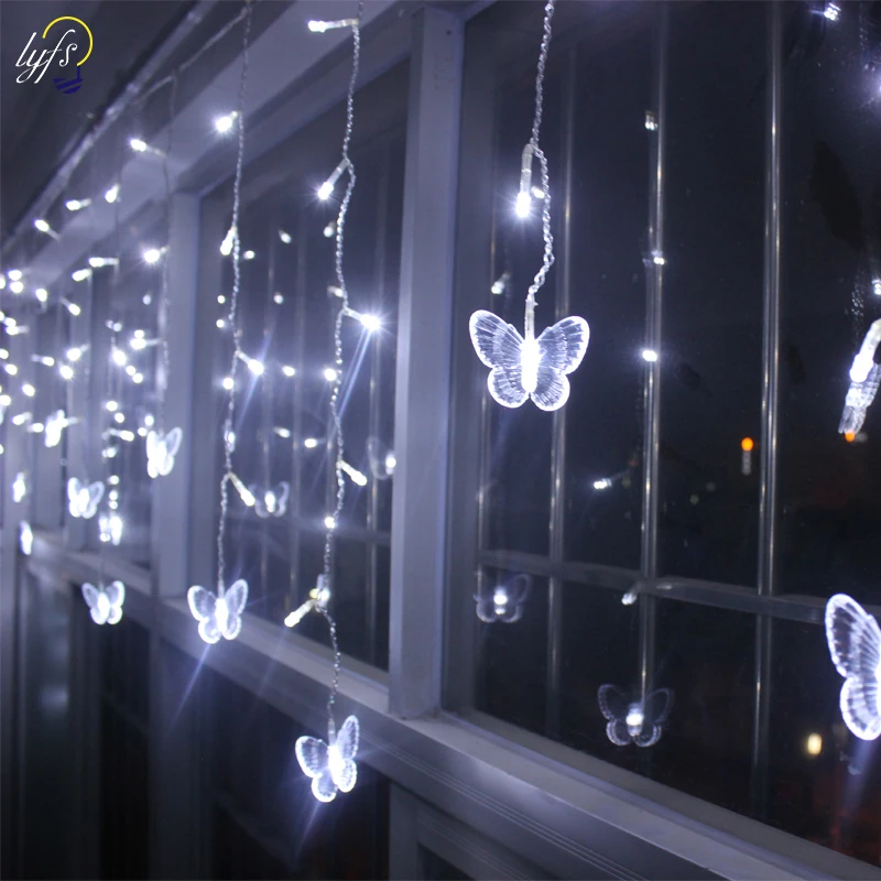 3 5 м 95led Фея Сосулька led Бабочка занавес светильник Открытый Дом Рождество Свадьба