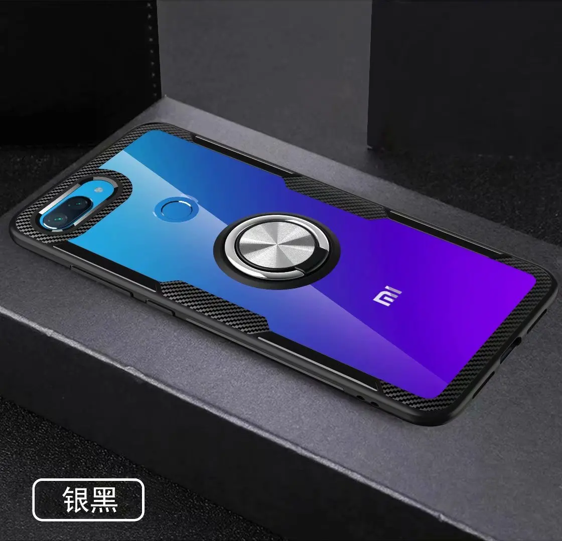 Для xiaomi mi 8 Lite чехол с кольцом-подставкой магнит прозрачный противоударный защитный чехол на заднюю панель для xiaomi mi 8 lite оболочка