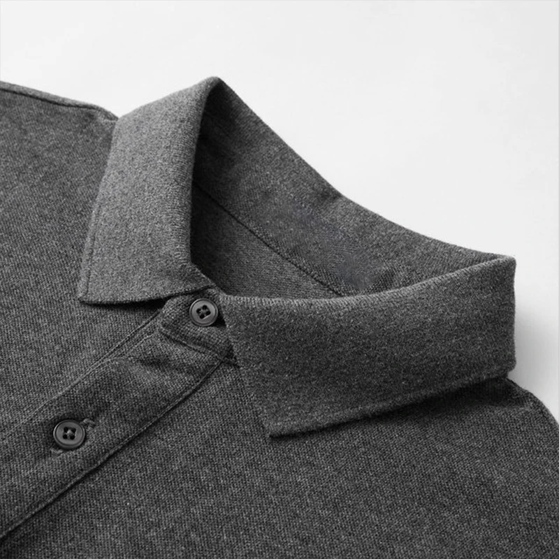 Мужская Однотонная футболка поло 6XL Повседневная из 100% хлопка с длинным рукавом