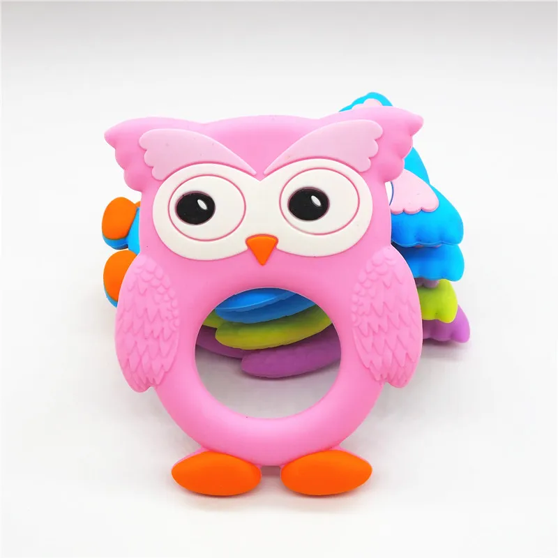 

Chenkai 5PCS BPA Free Silicone Owl Teether DIY Newborn Baby Nursing Chewing Mommy Jewelry Night Animal Grib Crafts Toy Gift