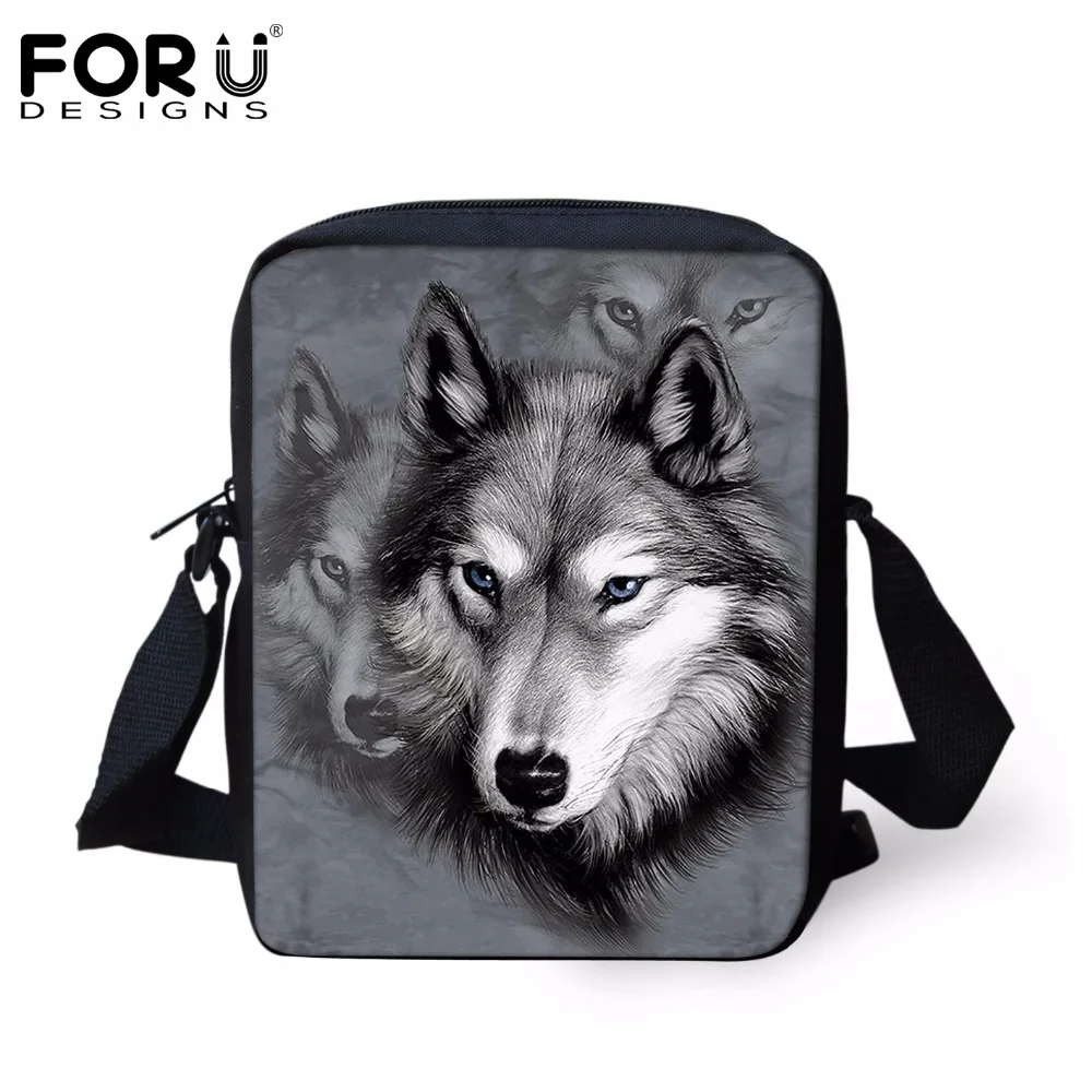 FORUDESIGNS серая женская сумка мессенджер с 3D изображением волка женские сумки тоуты