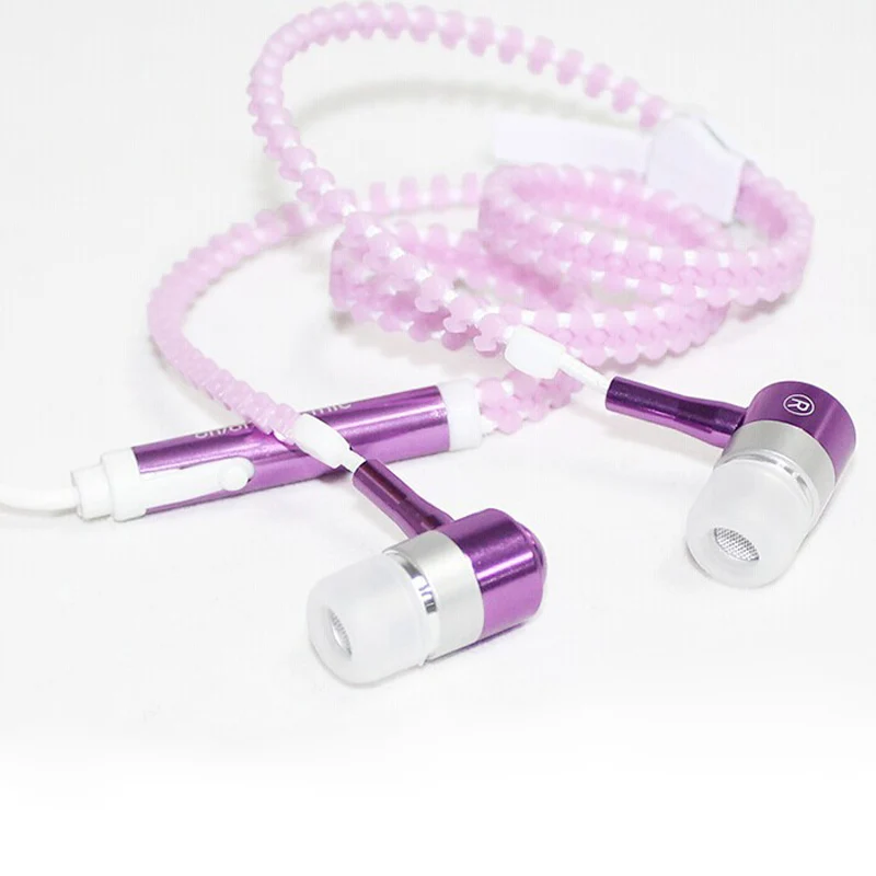 Модные металлические светящиеся наушники на молнии музыкальные стереонаушники