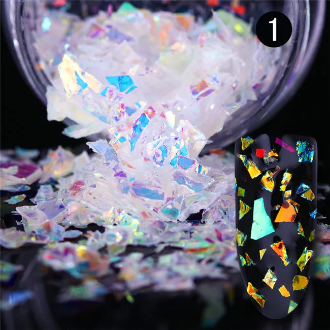 Color 1 1 коробка флуоресцентных хлопья для ногтей блестки Нерегулярные алюминиевые бумажные Блестящий сверкающий волшебное зеркало маникюрные украшения для ногтей - Цвет: Color 1