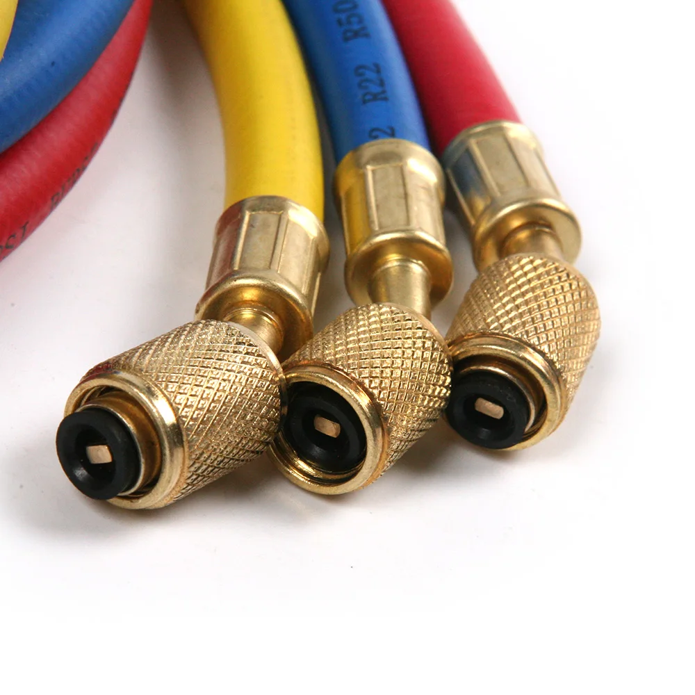 Новый набор R134A R12 R22 R502 AC манометры двойной клапан с 3 цветами шлангов для