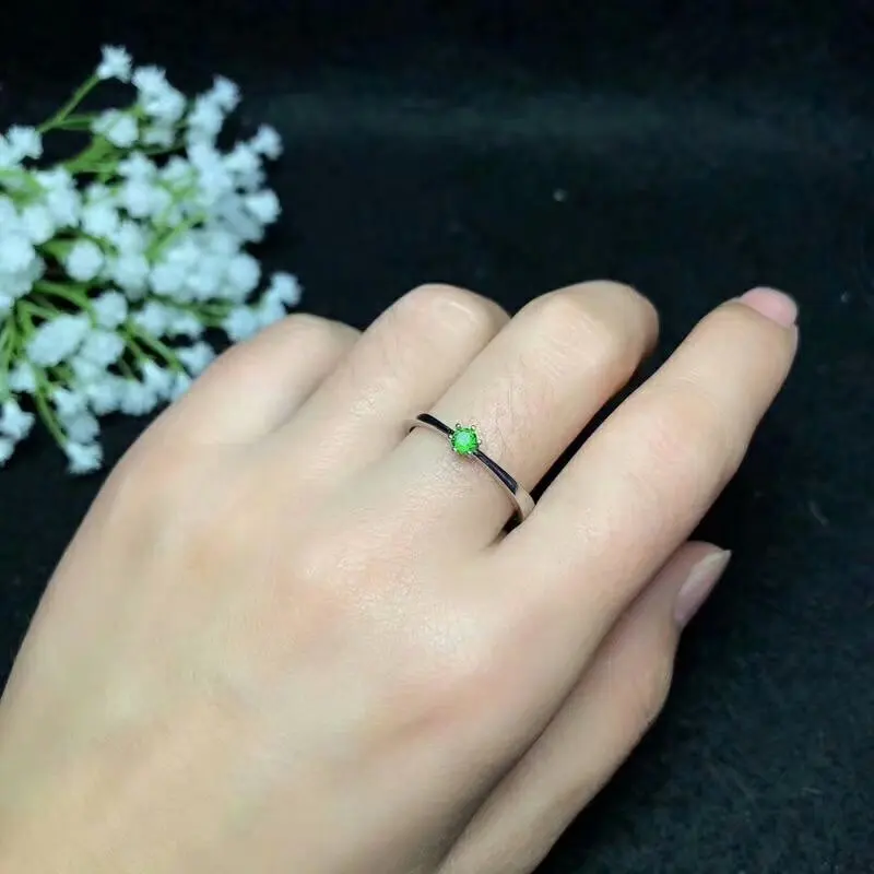 

shilovem 925 sterling silver Natural diopside Rings fine Jewelry women trendy wedding bands open Christmas gift bj030303agt