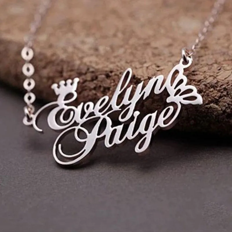 Женское Ожерелье на заказ с двумя именами и бабочкой Bijoux Femme персонализированное