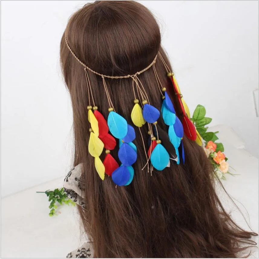 10 PCS The gypsy Indian feather hair accessories Headdress feathers Bohemia tire headdress | Дом и сад