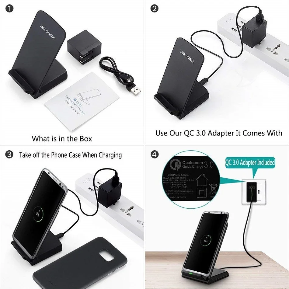 Беспроводное зарядное устройство Qi Совместимо с Samsung S9 S8 Plus Note 9 8 iPhone X XS Max XR