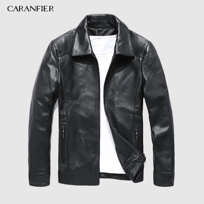

Куртка из 100% овчины CARANFIER, модная мотоциклетная куртка из натуральной кожи