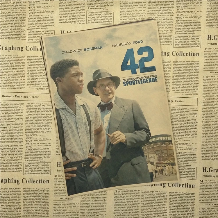 42 Jackie Robinson Cooperstown Yankees Dodgers Настенный декор для фильмов крафт-бумаги постер | Дом и