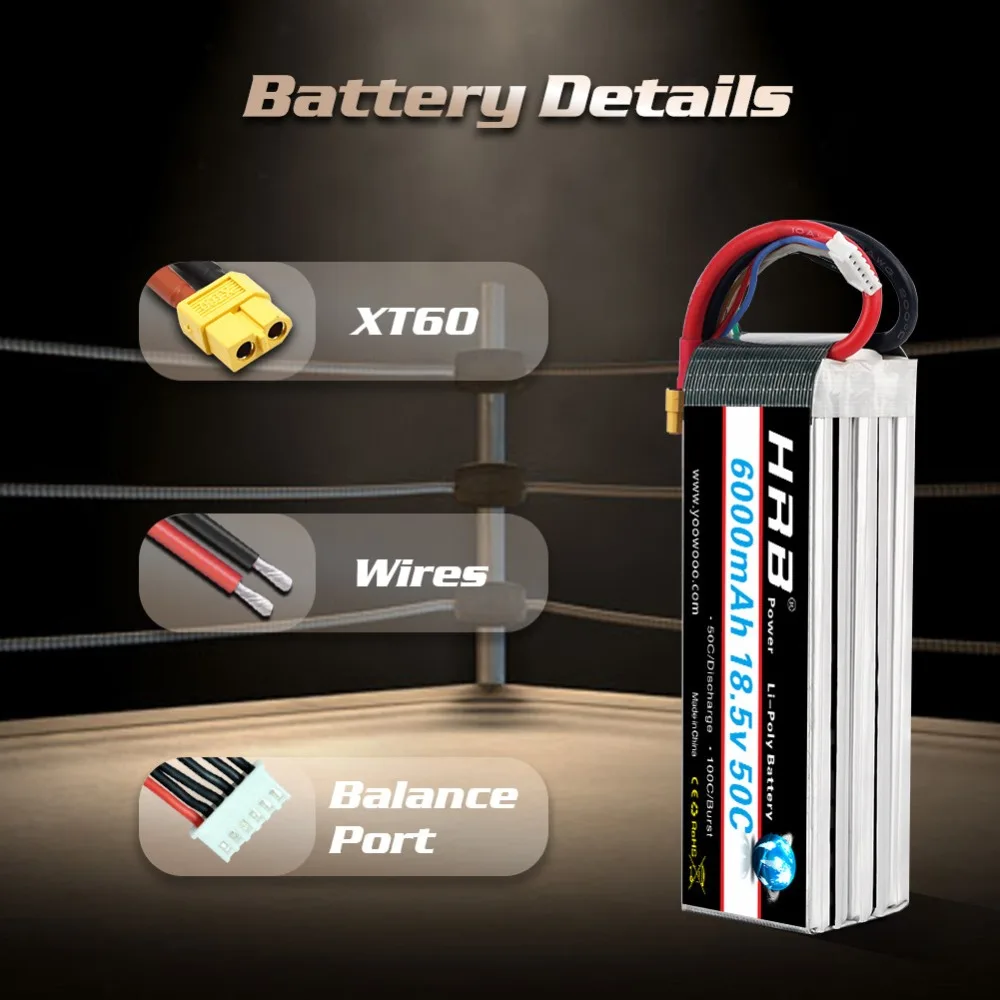 Аккумулятор HRB Lipo 18 5 в 6000 мАч 50C макс. 500 c Φ для F550 Logo вертолет Квадрокоптер лодка
