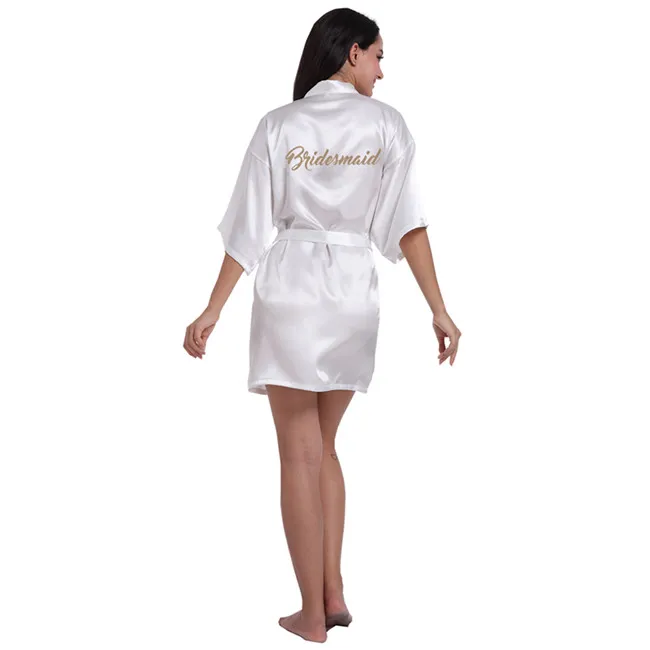 Bridesmaid White Женский халат с буквенным принтом, для невесты, подружки невесты, для матери невесты, для подружки невесты, для невесты, вечерние платья - Цвет: Bridesmaid White