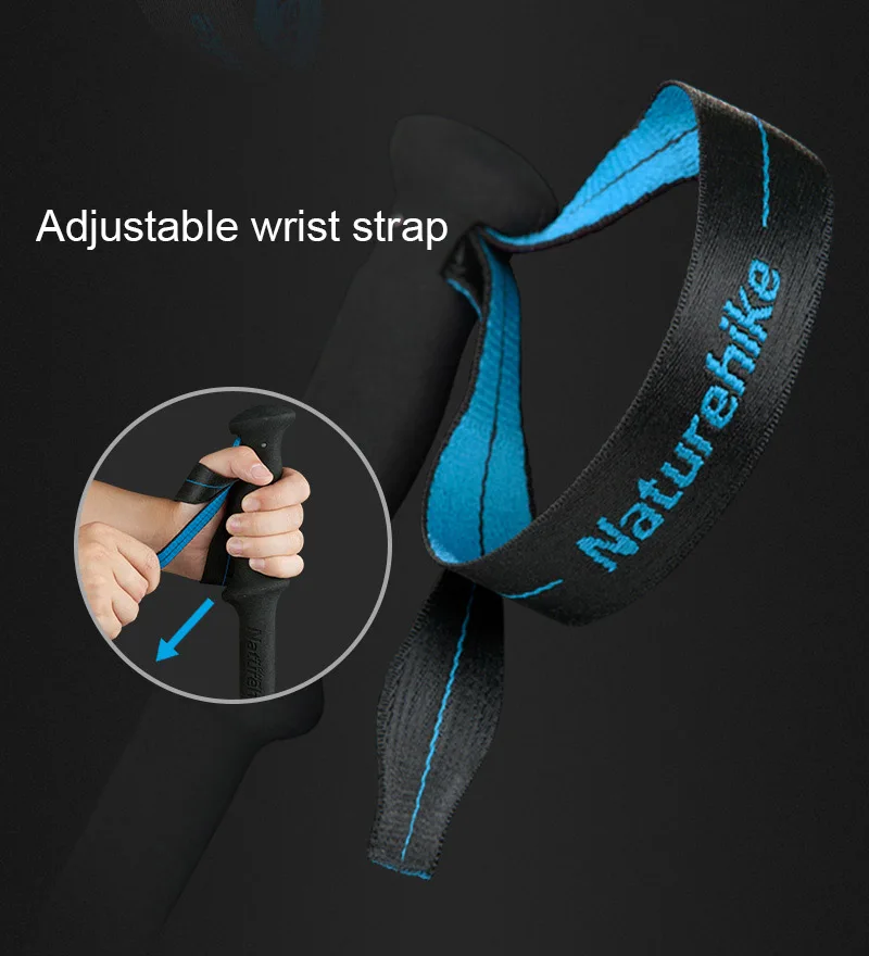 1 Pcs Naturehike Portable Collapsible Carbon Fiber Trekking Poles Quick Lock Compact Folding Walking Stick Tourism Trail Running