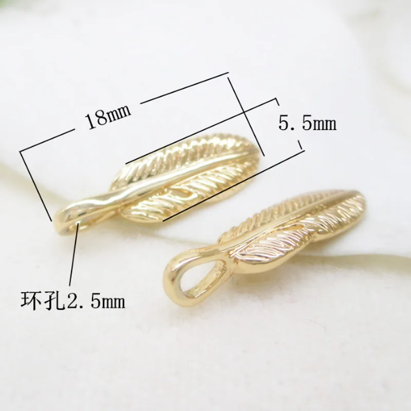 K цвет золотистый гравированный кулон в виде пера медные Подвески на