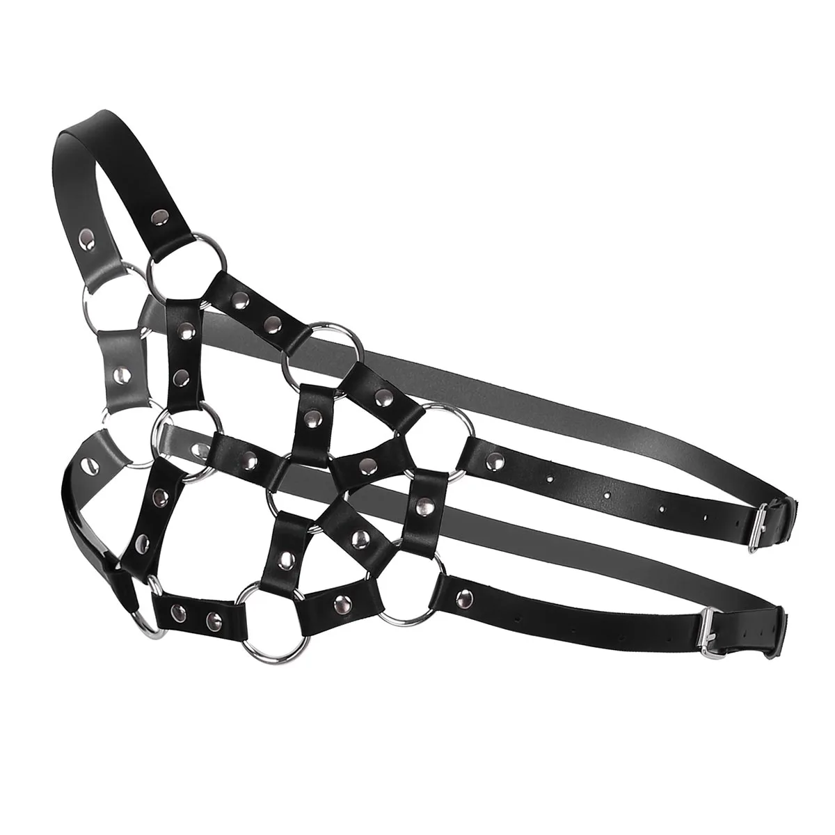 Фетиш мужчины Связывание черный кожаный одно плечо Регулируемый Половина