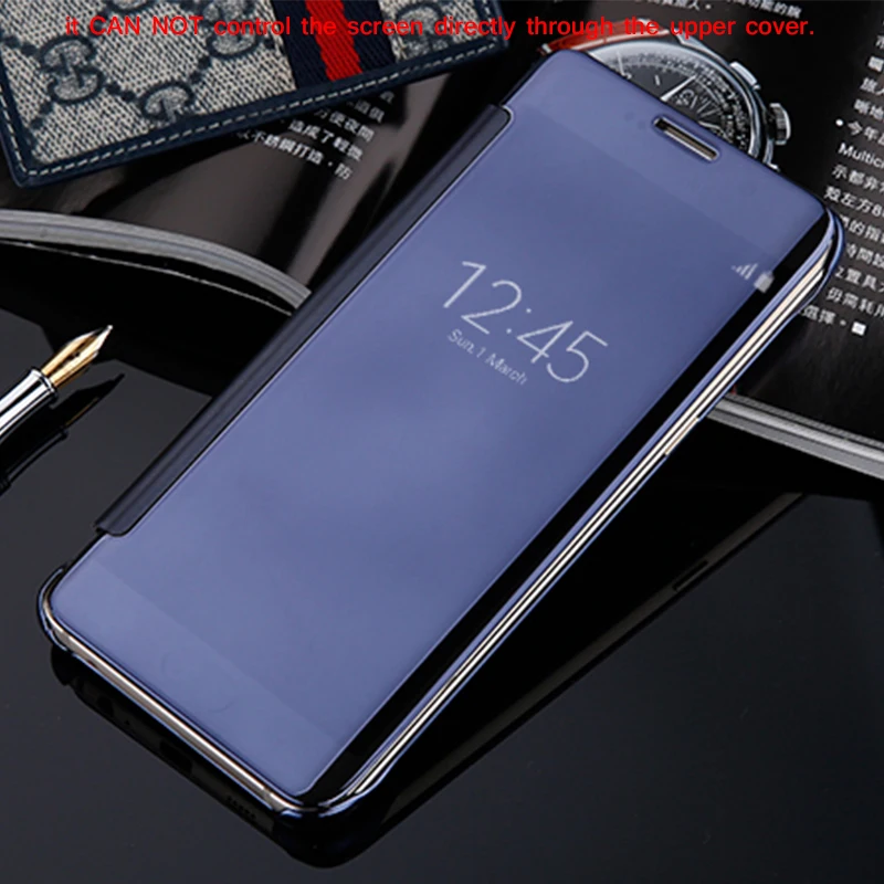 Чехол для Samsung Galaxy S9 S8 S7 Edge S6 зеркальный прозрачный флип чехол S5 C5 C7 Note 8 кожаный