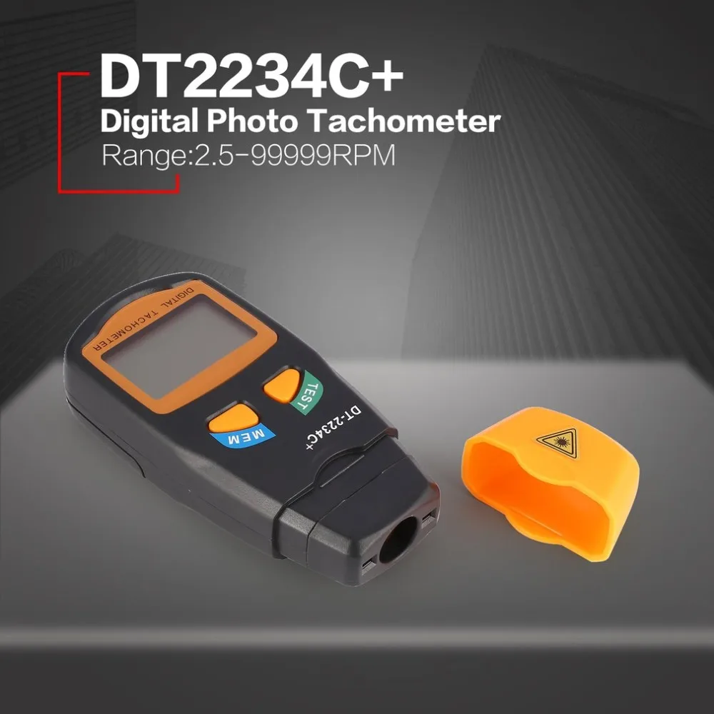 DT2234C+ мини Ручной ЖК-цифровой Бесконтактный лазерный фототахометр измеритель скорости и оборотов 2,5~ 99999 ОБ/мин