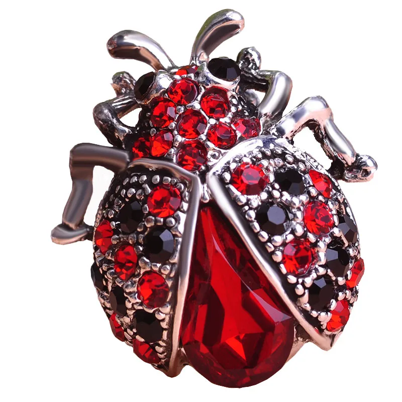 Crystal Manxiuni Vintage Red Insects Ladybug Brooches For Woman Kids Suit Hats Scarf Brooch Clip Pins Jewelry Small Size Corsage | Украшения