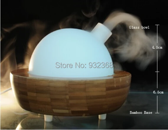 Aromatherapy Diffuser Ultrasonic Humidifier Nebulizer Essential Oil Glass Cover & Bamboo Bottom | Бытовая техника