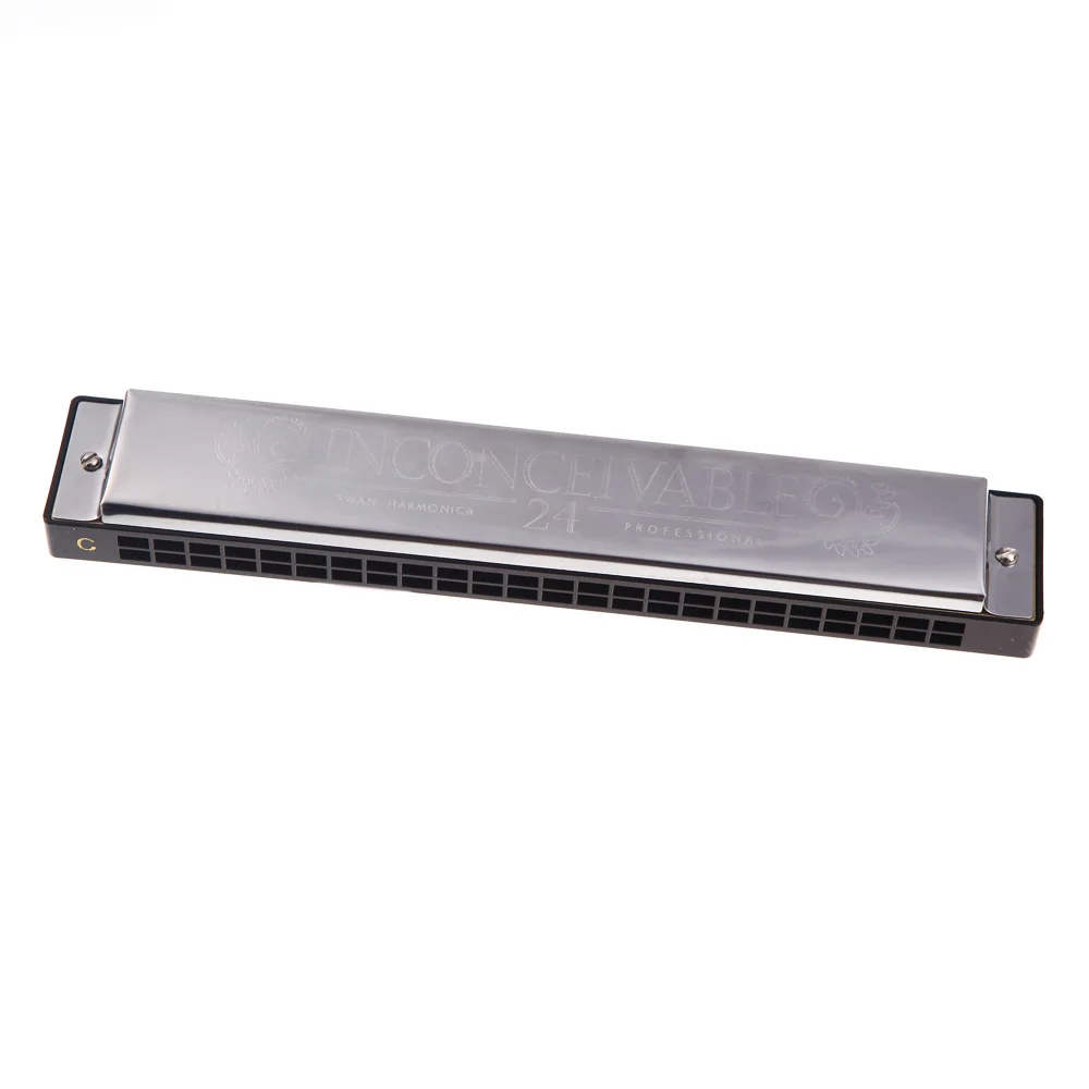 Hot Sale Tremolo Harmonica Mouth Organ 24 Double Holes with 48 Reeds Key of C Free Reed Wind Instrument Silver Case | Спорт и