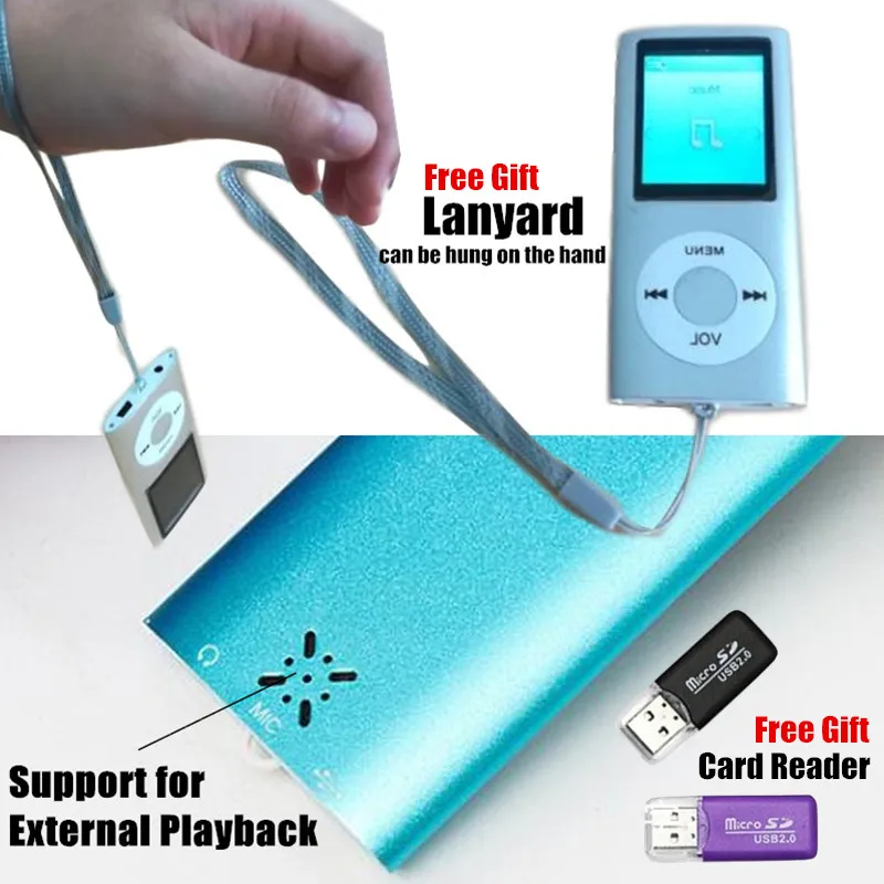 1," TFT lcd Mp3 музыкальный плеер fm-рекордер с внешней вставкой TF/SD слот HIFI Sport Walkman Aux muziek цифровые плееры+ ридер