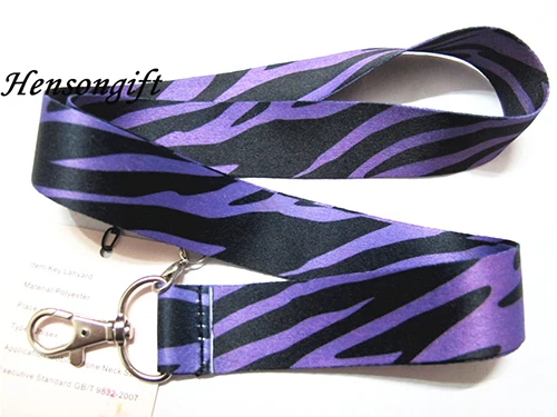 Hensongift One PC розовый/черный/белый Zebra Key Lanyard Cheetah нагрудные опознавательные Значки для идентификации владельцев животных полосой телефон шеи ремни - Цвет: black purple