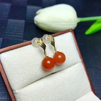 shilovem 18k rose gold natural south red agate stud earrings fine jewelry cute wedding gift new plant myme0909099nh
