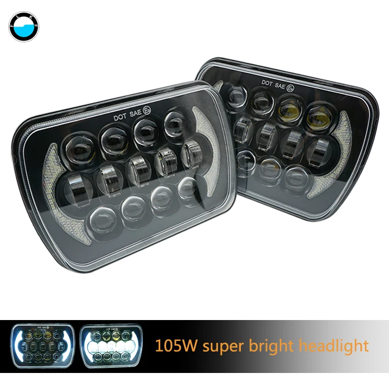 

5X7 inch Rectangular Sealed Beam LED Headlight 7X6" high Low Beam With DRL For Jeep Cherokee XJ Trucks.