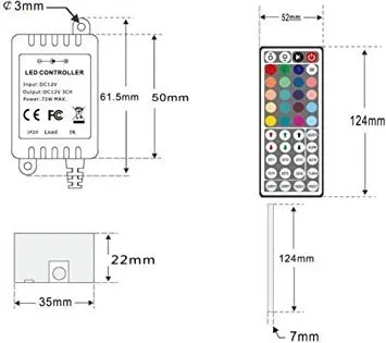 RGB ИК мини пульт дистанционного управления DC12V контроллер для SMD3528 5050 LED полосы